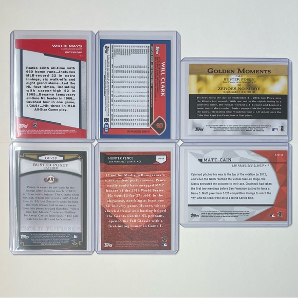 Lot of 6 San Francisco Giants Topps MLB Baseball Cards - Picture 2 of 8